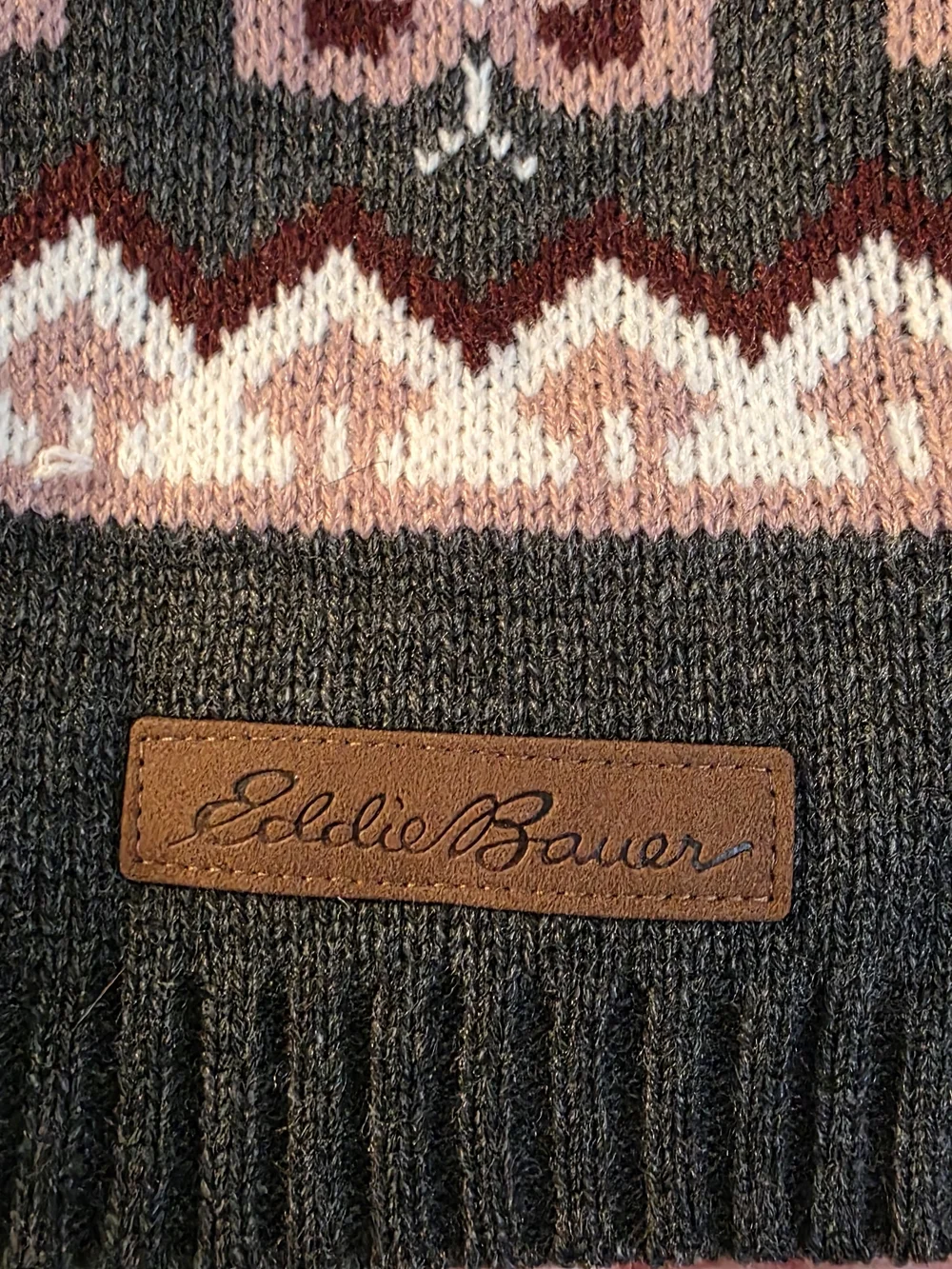 Eddie Bauer Fair Isle Dog Sweater - Charcoal & Mauve